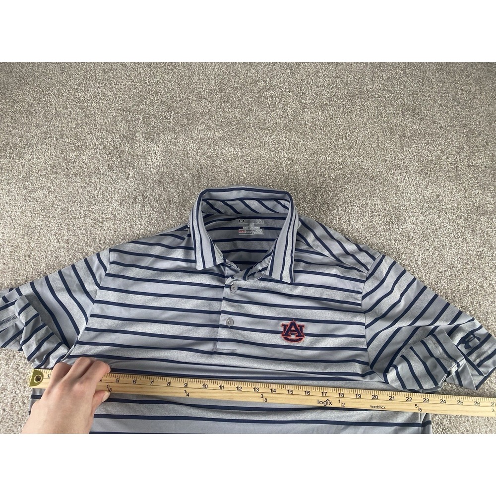Under Armour Heat Gear Auburn Tigers Striped Polo Mens L Loose Performance NCAA - Picture 4 of 8